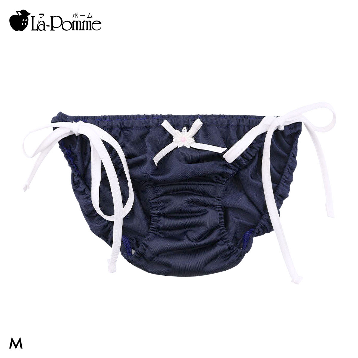 ラポーム by petite mignon ソアリス 横ヒモ インゴム スキャンティ フルバック ショーツ レディース 紐パン La-Pomme(NV-ネイビー-M)