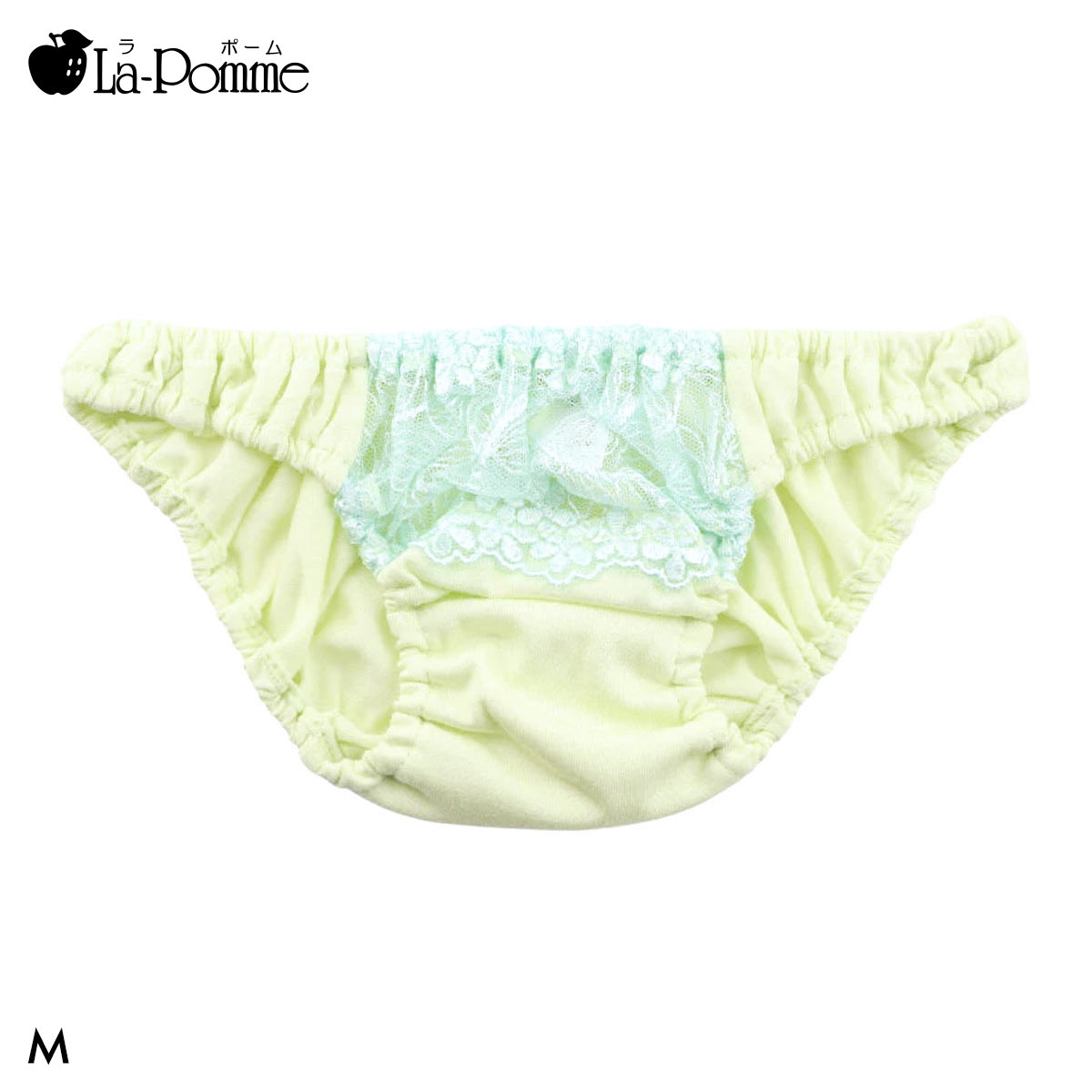 ラポーム La-Pomme by petite mignon フロントレース コットン スキャンティ フルバック レディース ショーツ 日本製 単品(GR-グリーン-M)