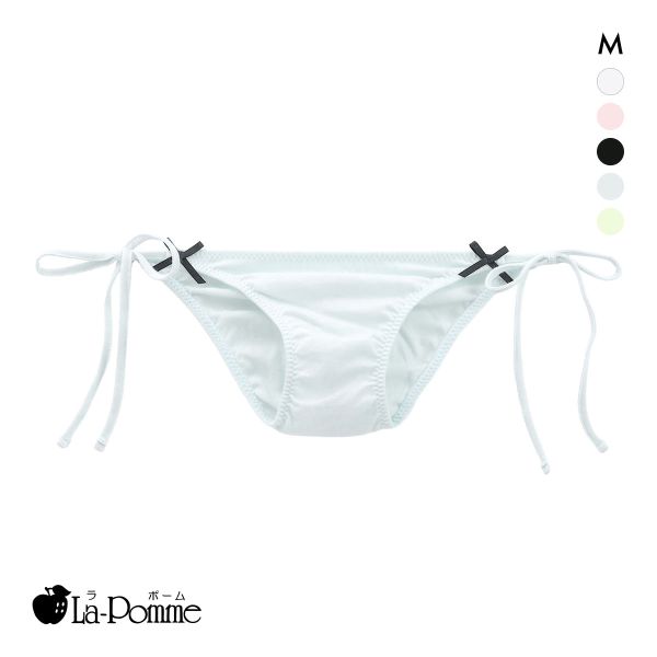 ラポーム コットン 脇ヒモ リボン付き フルバック ショーツ レディース サイドリボン 紐パン La-Pomme 日本製 単品