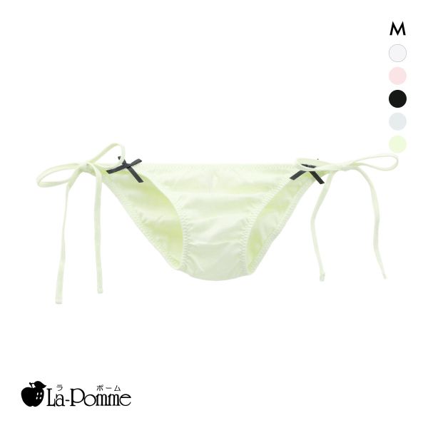 ラポーム コットン 脇ヒモ リボン付き フルバック ショーツ レディース サイドリボン 紐パン La-Pomme 日本製 単品