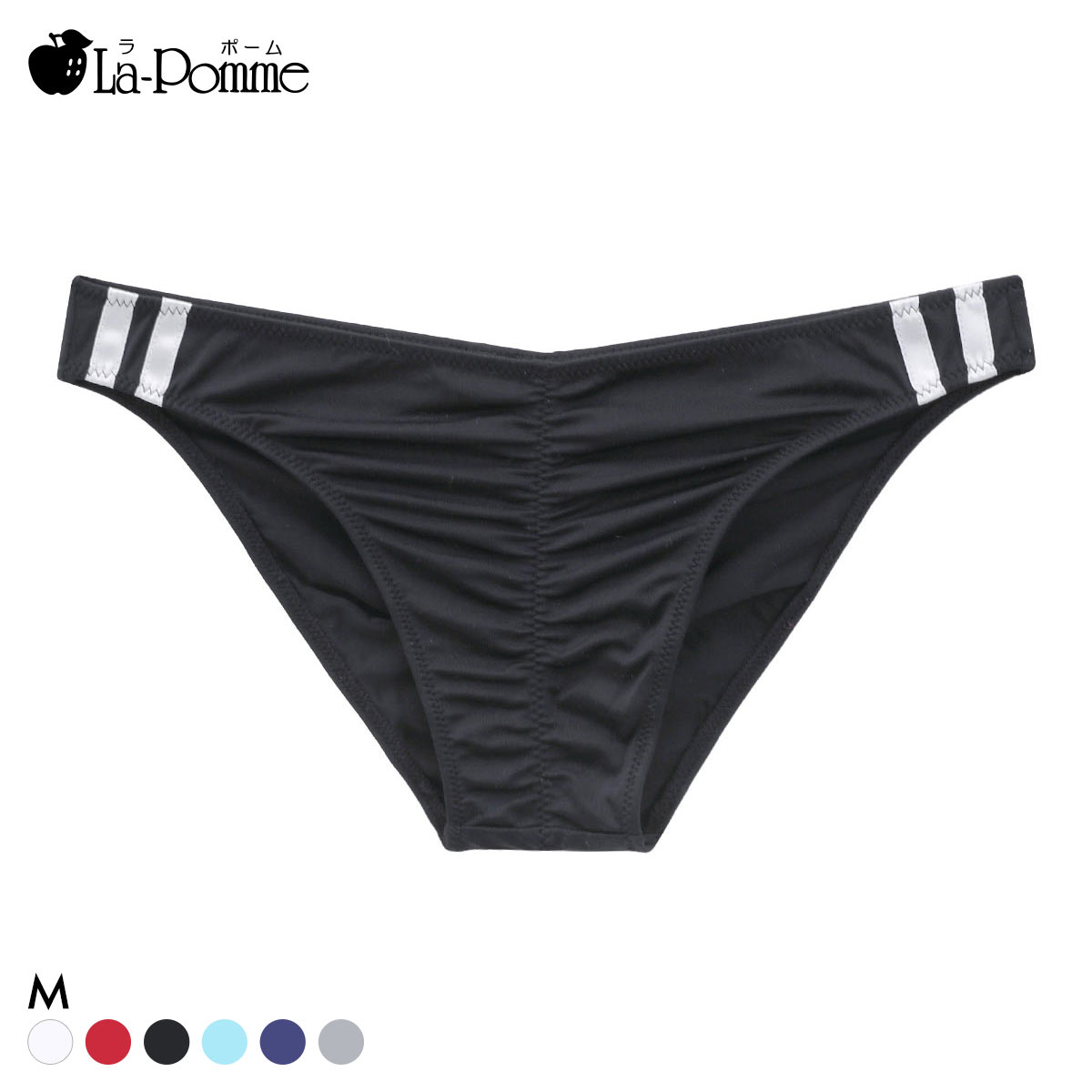 ラポーム マイクロ くい込み ブルマ風 フルバック ショーツ La-Pomme(BK-ブラック-M)