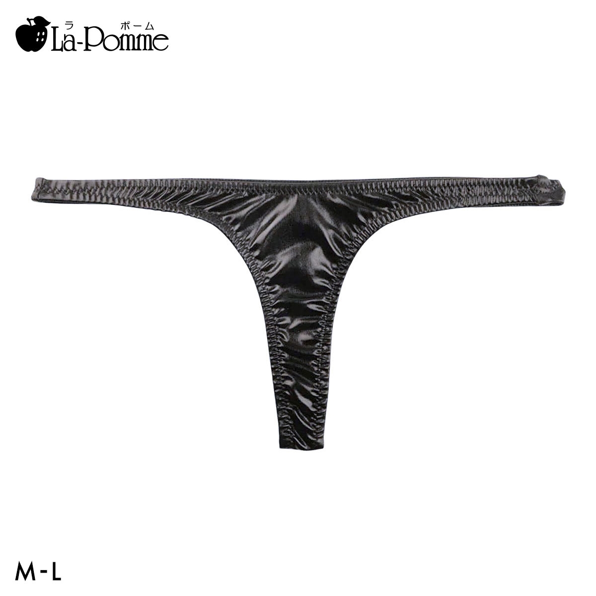 ラポーム メタリック ハイレグ Tバック ショーツ レディース 日本製 La-Pomme(BK-ブラック-M)