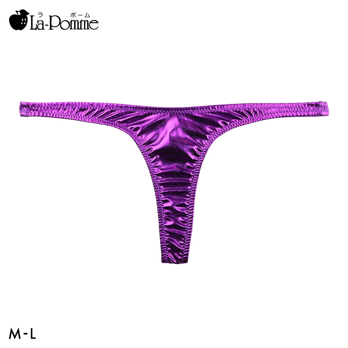 ラポーム メタリック ハイレグ Tバック ショーツ レディース 日本製 La-Pomme(PU-パープル-M)