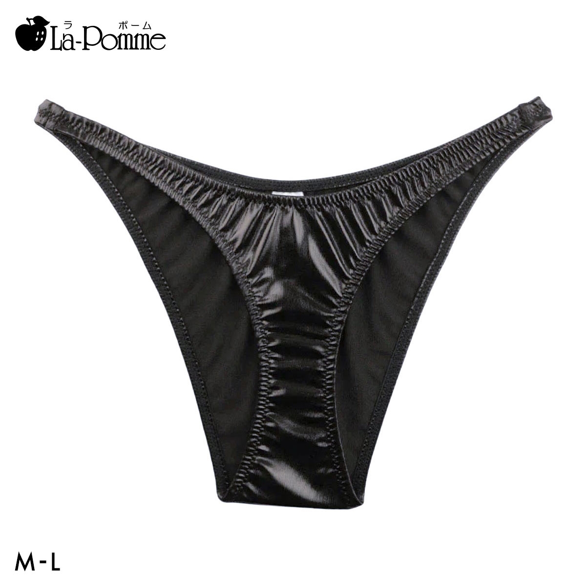 ラポーム メタリック ハイレグ ハーフバック ショーツ レディース 日本製 La-Pomme(BK-ブラック-M)