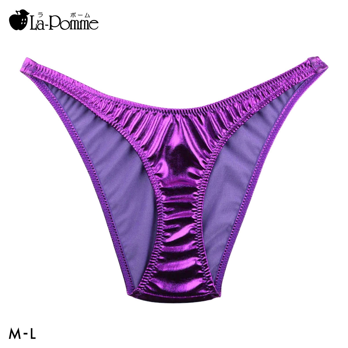 ラポーム メタリック ハイレグ ハーフバック ショーツ レディース 日本製 La-Pomme(PU-パープル-M)