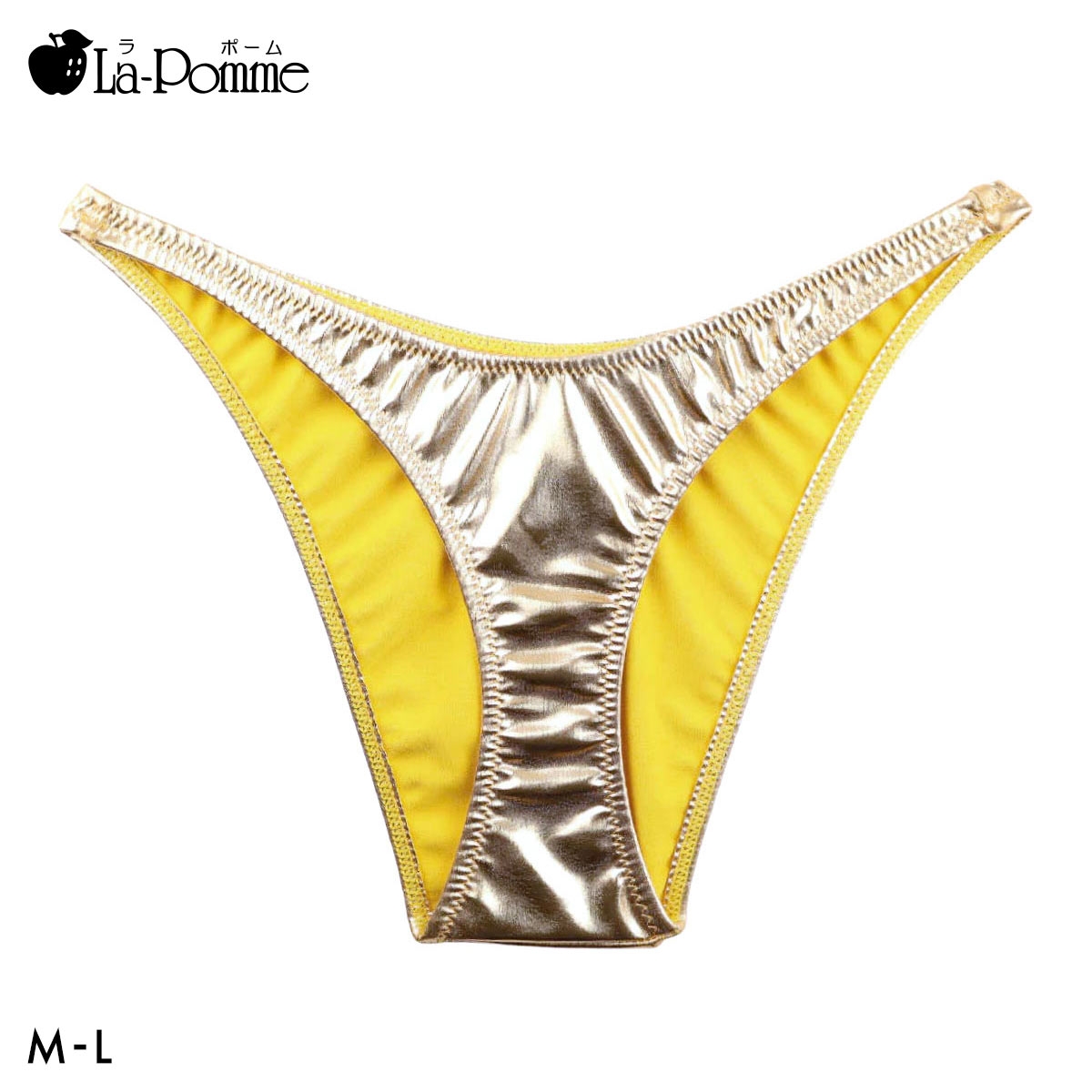 ラポーム メタリック ハイレグ ハーフバック ショーツ レディース 日本製 La-Pomme(GL-ゴールド-M)