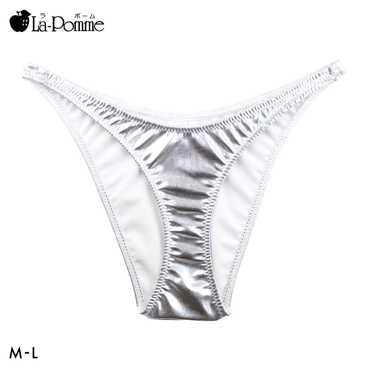 ラポーム メタリック ハイレグ ハーフバック ショーツ レディース 日本製 La-Pomme(SL-シルバー-M)