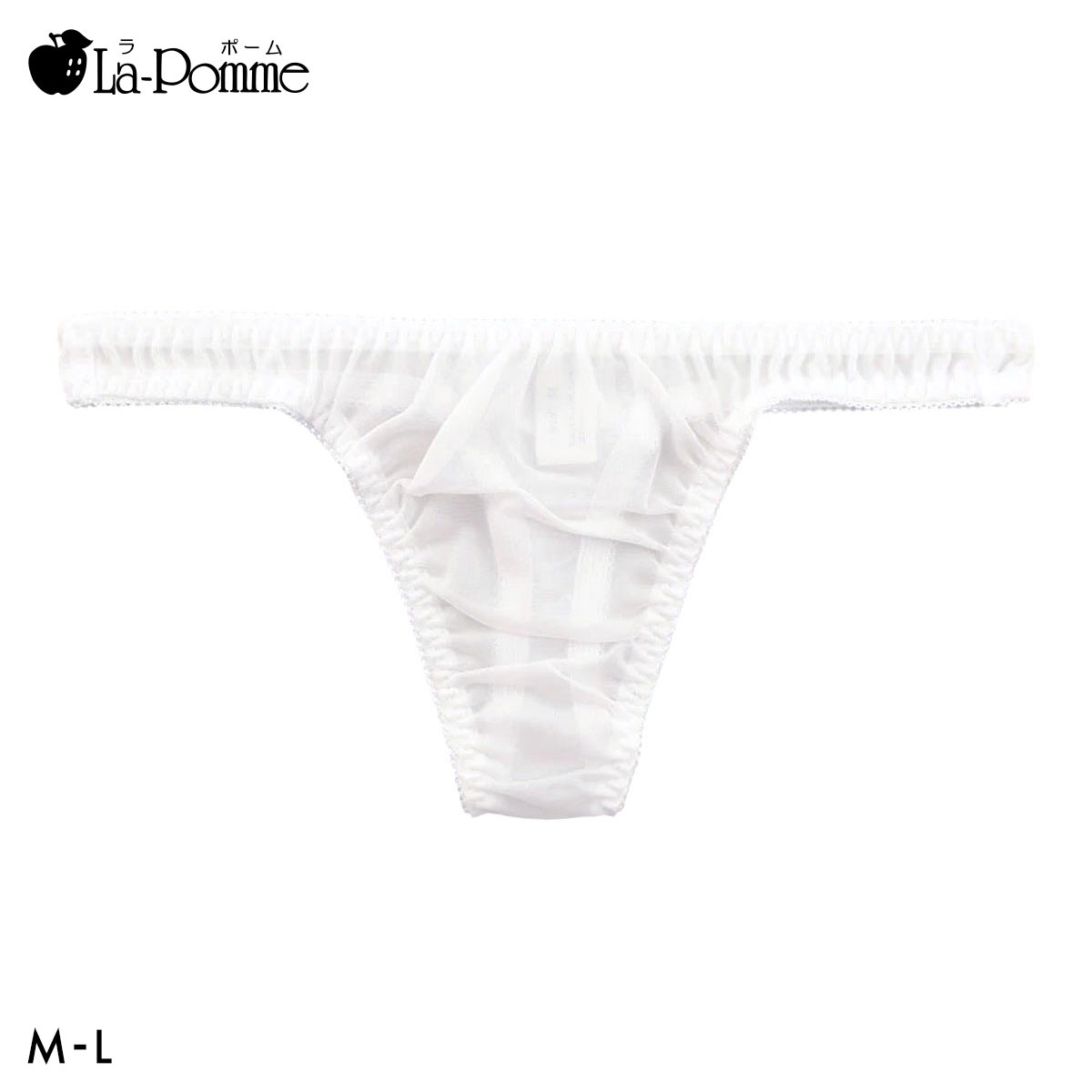 ラポーム NHK生地 プレーン Tバック ショーツ レディース 日本製 La-Pomme(WH-ホワイト-M)