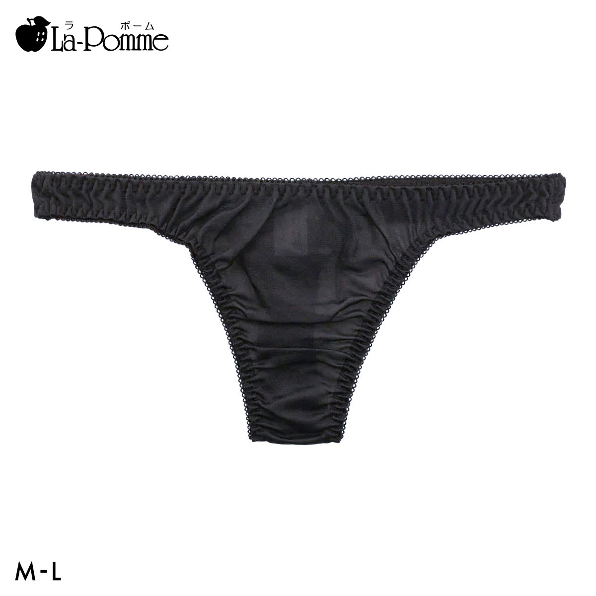 ラポーム NHK生地 プレーン Tバック ショーツ レディース 日本製 La-Pomme(BK-ブラック-M)