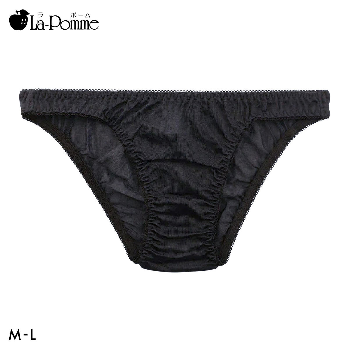 ラポーム NHK生地 プレーン フルバック ショーツ レディース 日本製 La-Pomme(BK-ブラック-M)