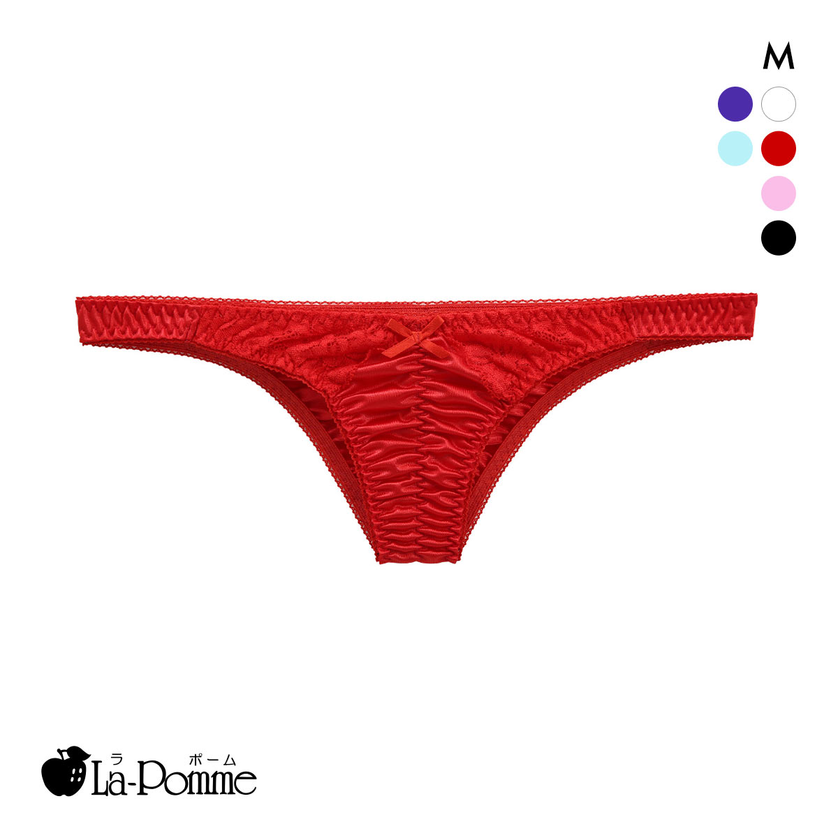 ラポーム くい込み レース ハーフバック ショーツ レディース 日本製 La-Pomme(RE-レッド-M)