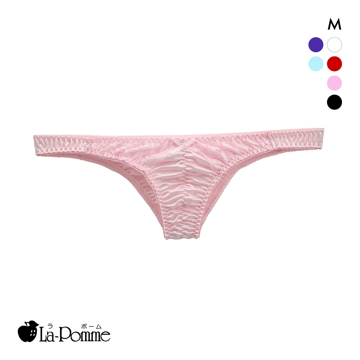 ラポーム くい込み レース ハーフバック ショーツ レディース 日本製 La-Pomme(PI-ピンク-M)