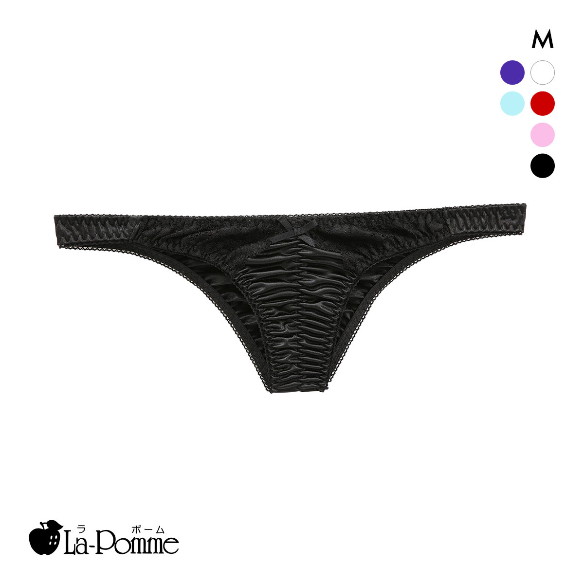 ラポーム くい込み レース ハーフバック ショーツ レディース 日本製 La-Pomme(BK-ブラック-M)