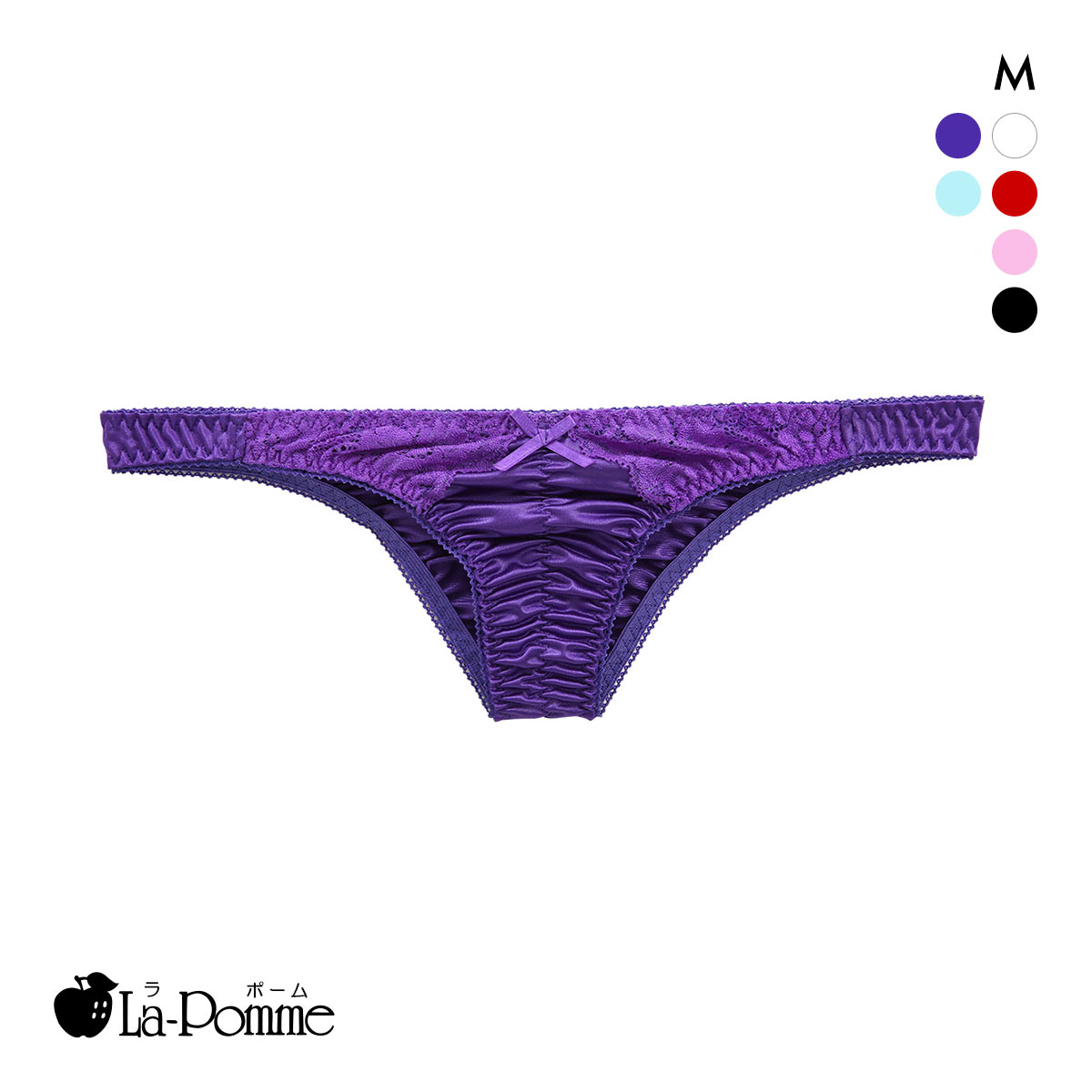 ラポーム くい込み レース ハーフバック ショーツ レディース 日本製 La-Pomme(PU-パープル-M)