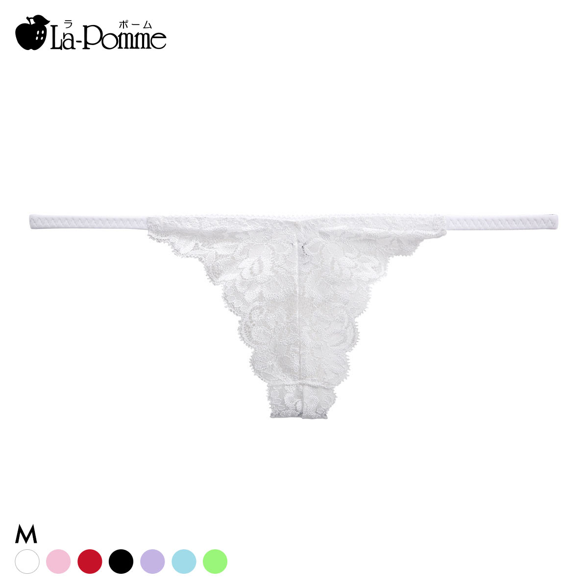 ラポーム 極小 レース Tバック ショーツ レディース 日本製 La-Pomme(WH-ホワイト-M)