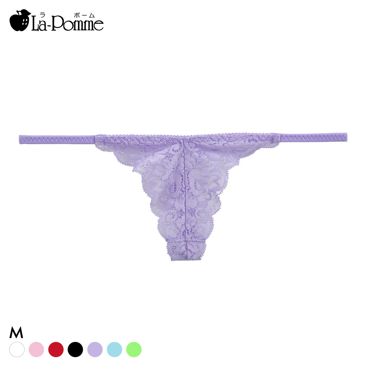 ラポーム 極小 レース Tバック ショーツ レディース 日本製 La-Pomme(PU-パープル-M)