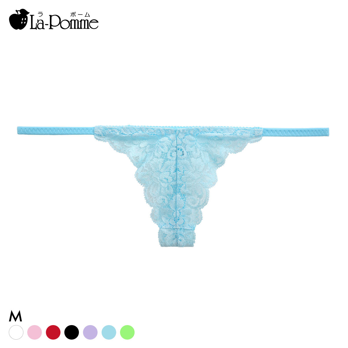 ラポーム 極小 レース Tバック ショーツ レディース 日本製 La-Pomme(TU-ターコイズ-M)