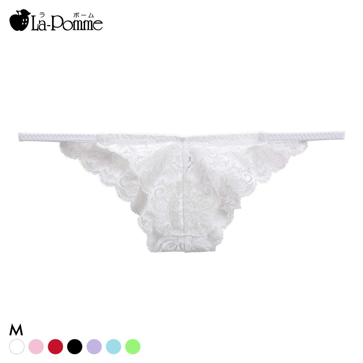 ラポーム 極小 レース ハーフバック ショーツ レディース 日本製 La-Pomme(WH-ホワイト-M)