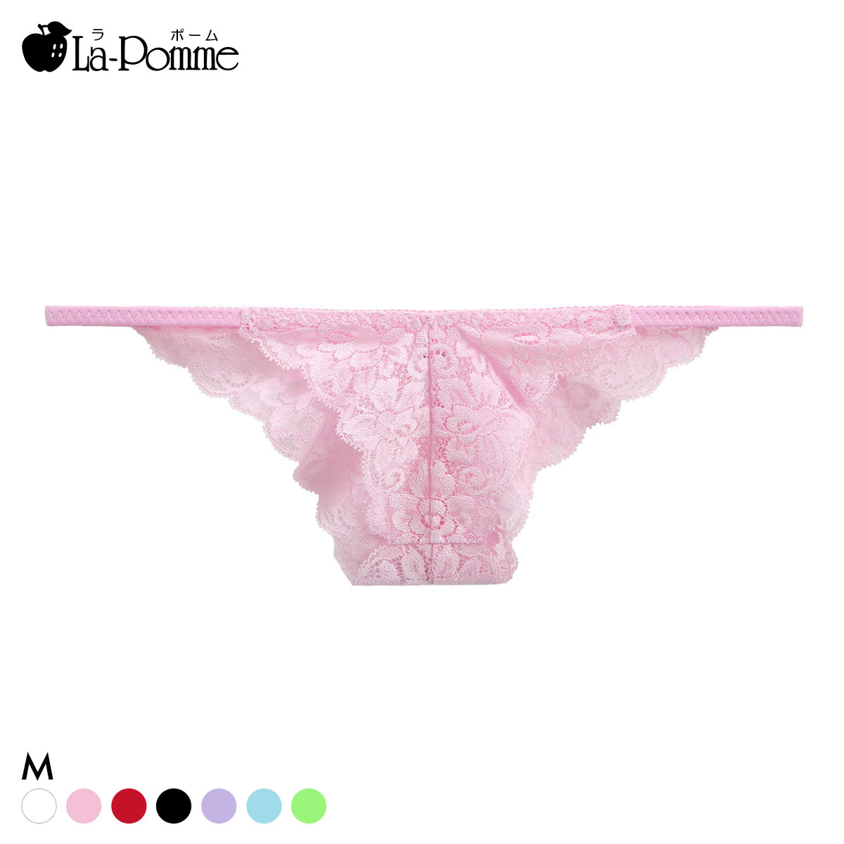 ラポーム 極小 レース ハーフバック ショーツ レディース 日本製 La-Pomme(PI-ピンク-M)
