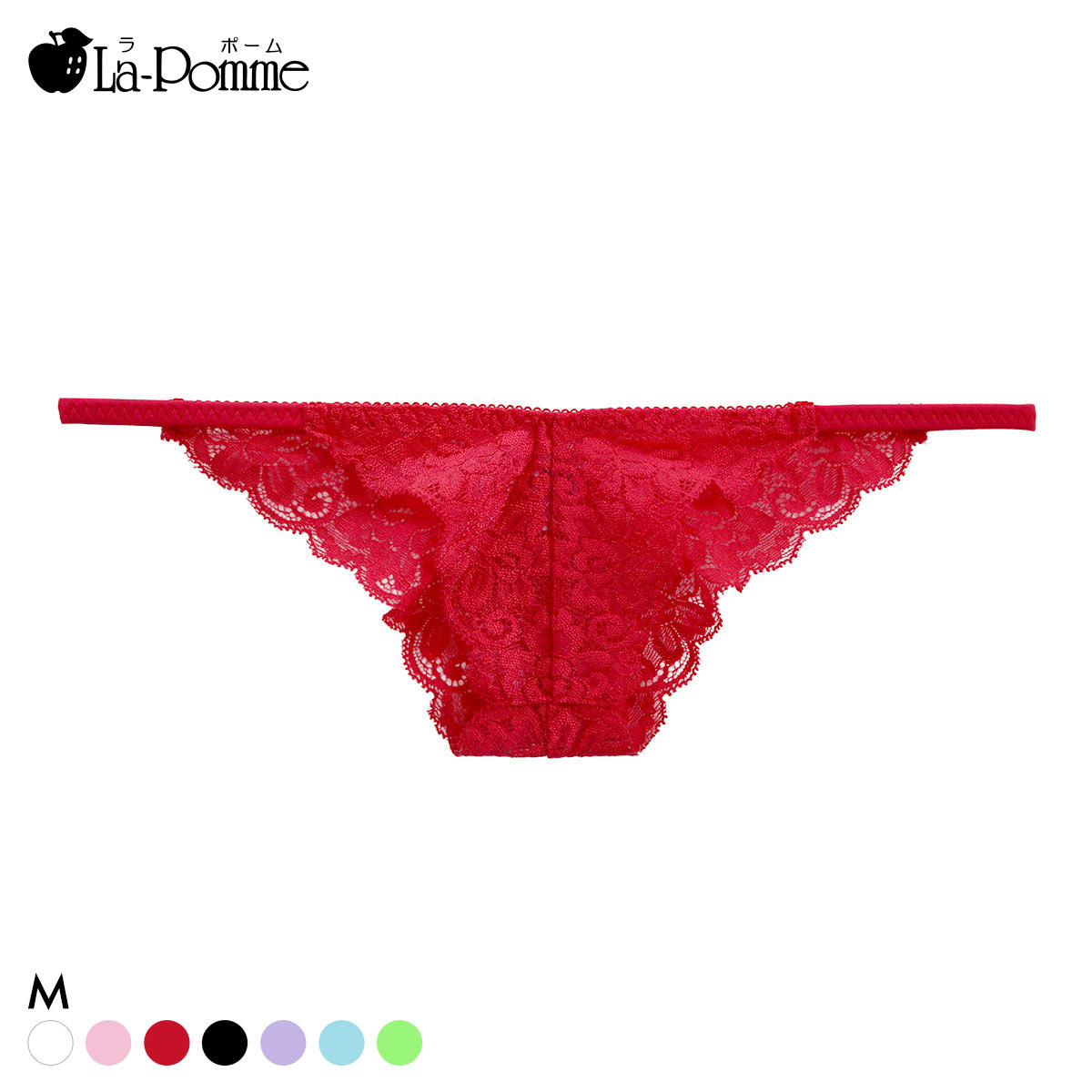 ラポーム 極小 レース ハーフバック ショーツ レディース 日本製 La-Pomme(RE-レッド-M)
