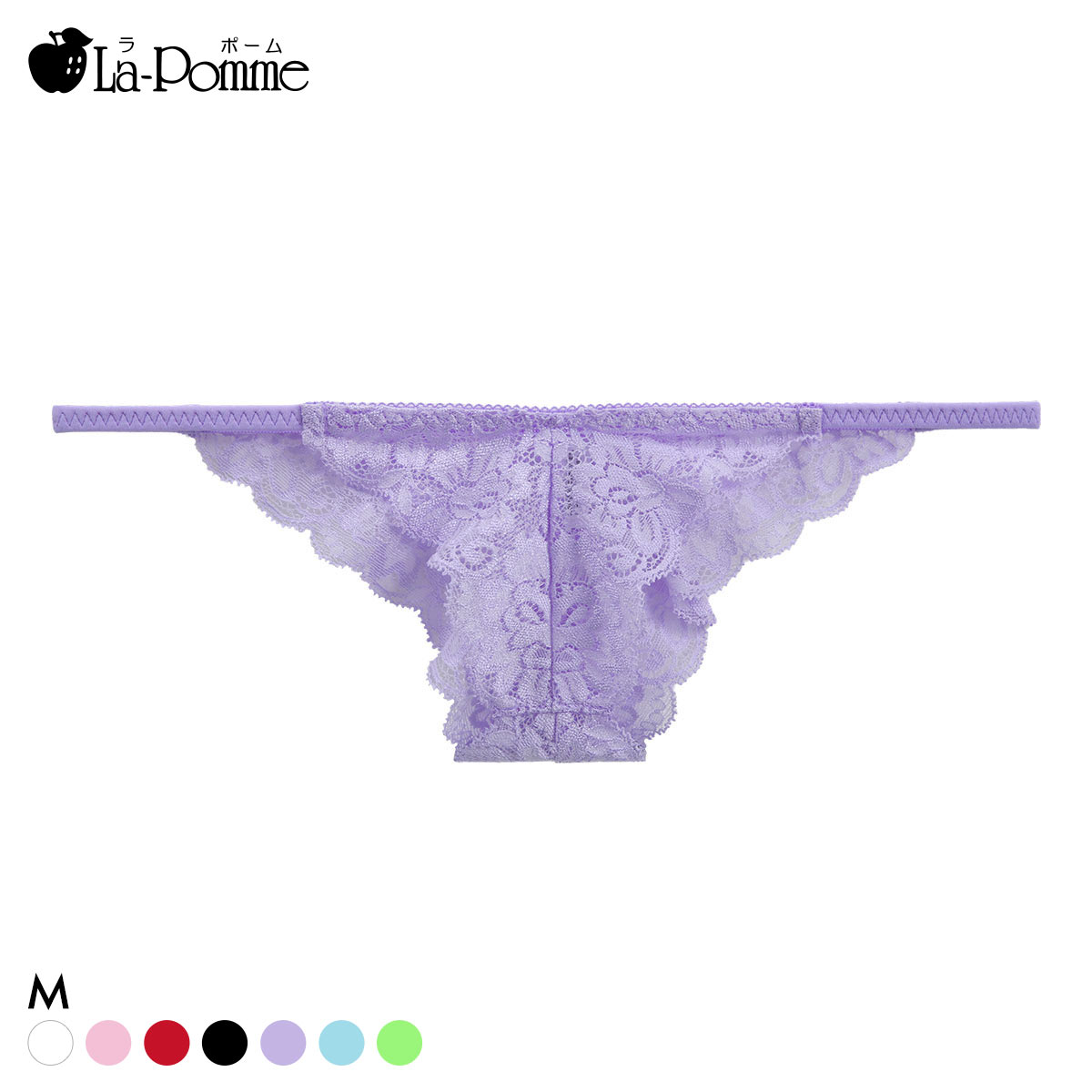 ラポーム 極小 レース ハーフバック ショーツ レディース 日本製 La-Pomme(PU-パープル-M)