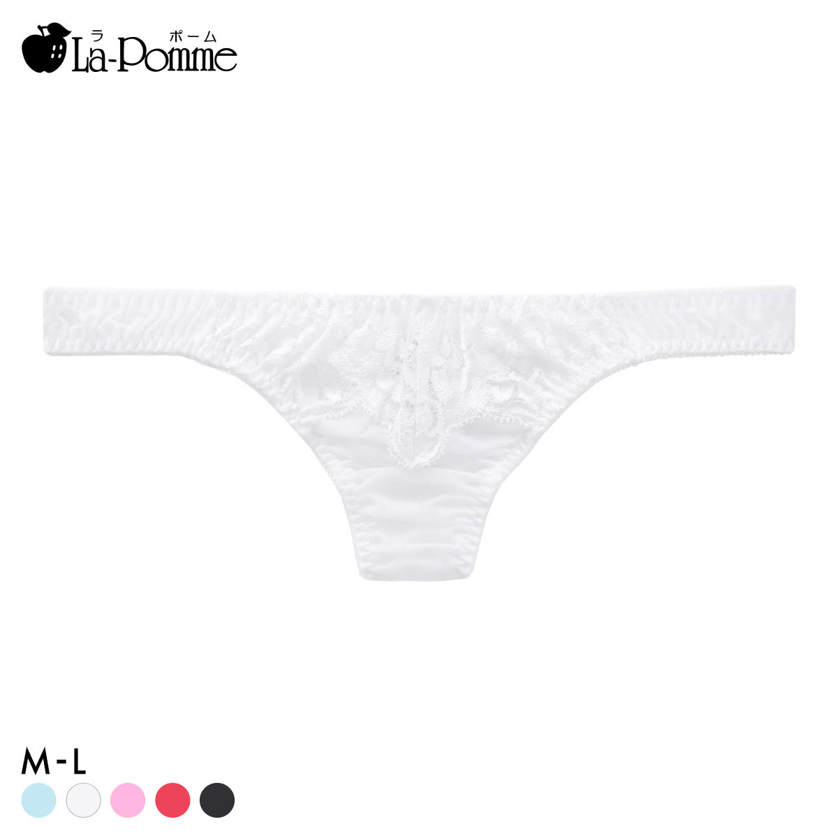 ラポーム フロントレース Tバック ショーツ レディース 日本製 La-Pomme(WH-ホワイト-M)