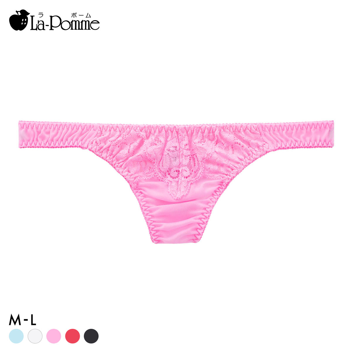 ラポーム フロントレース Tバック ショーツ レディース 日本製 La-Pomme(PI-ピンク-M)