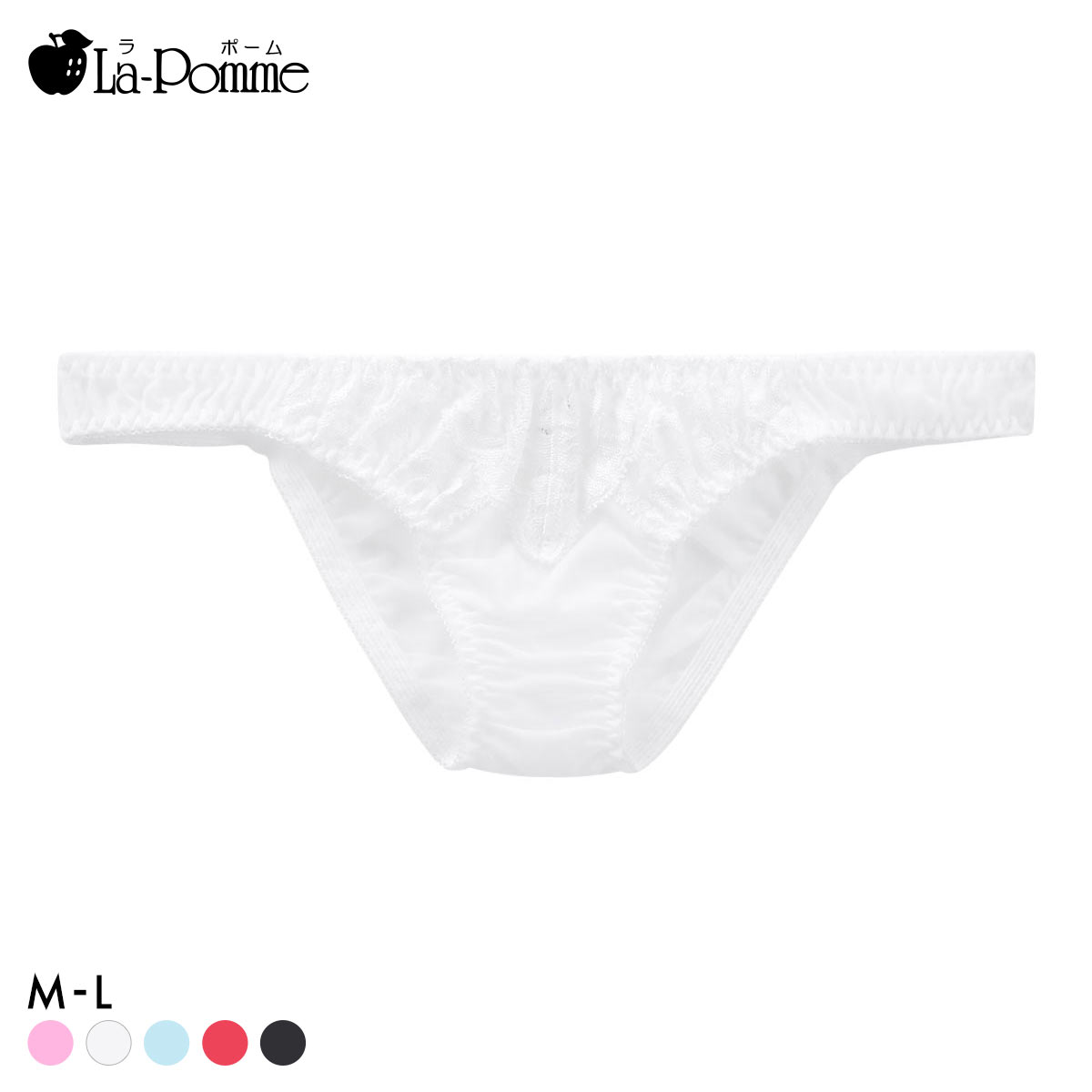ラポーム フロントレース ハーフバック ショーツ レディース 日本製 La-Pomme(WH-ホワイト-M)