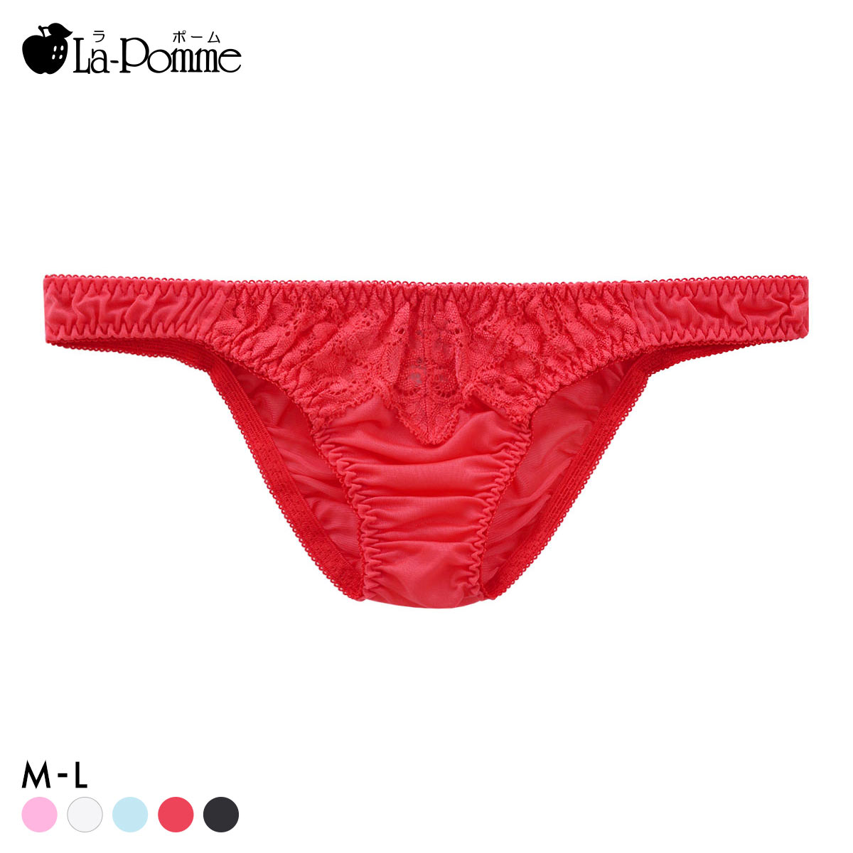 ラポーム フロントレース ハーフバック ショーツ レディース 日本製 La-Pomme(RE-レッド-M)