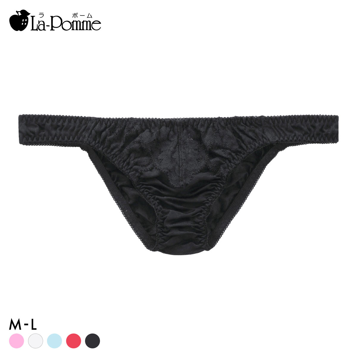 ラポーム フロントレース ハーフバック ショーツ レディース 日本製 La-Pomme(BK-ブラック-M)