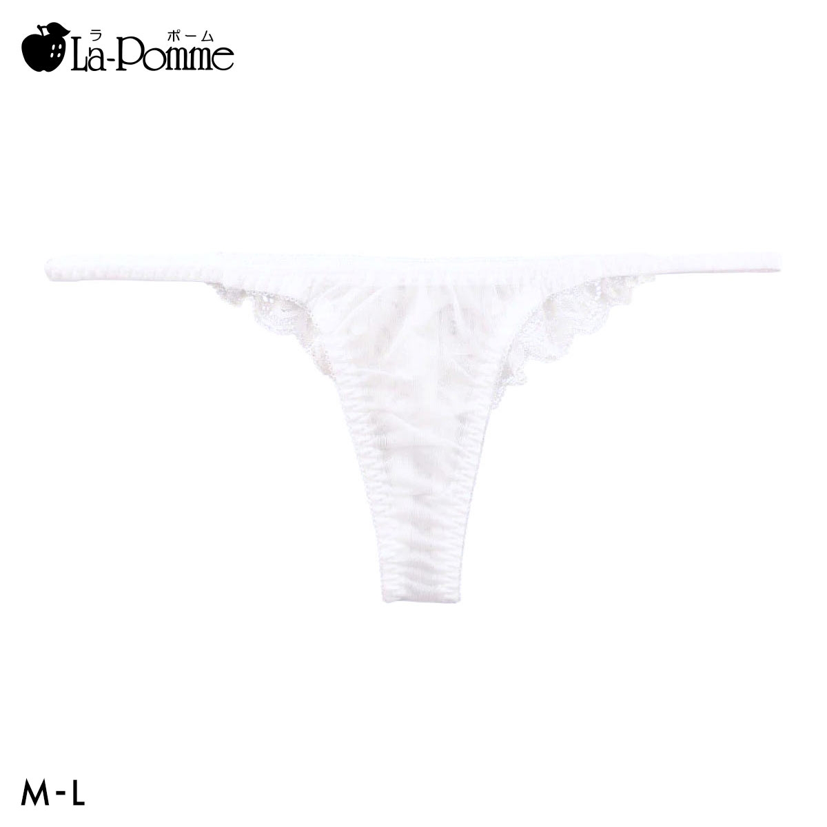 ラポーム NHK生地 ストレッチバックレース Tバック ショーツ レディース 日本製 La-Pomme(WH-ホワイト-M)
