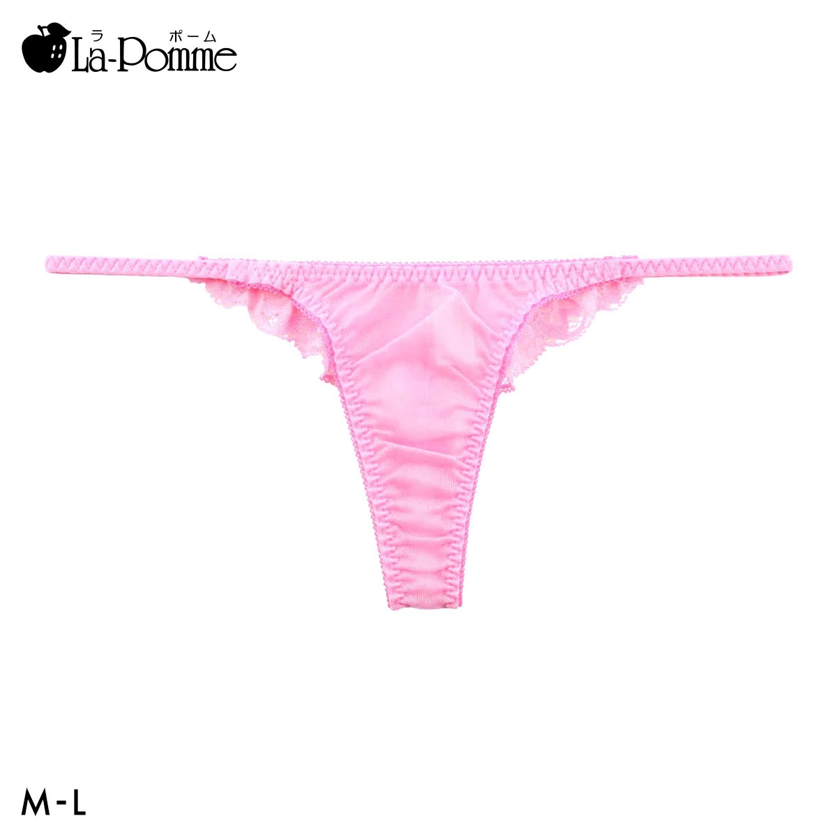 ラポーム NHK生地 ストレッチバックレース Tバック ショーツ レディース 日本製 La-Pomme(PI-ピンク-M)