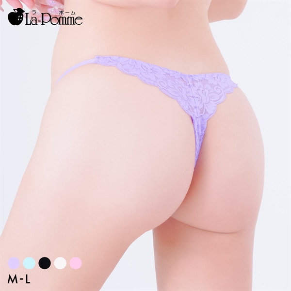 ラポーム NHK生地 ストレッチバックレース Tバック ショーツ レディース 日本製 La-Pomme