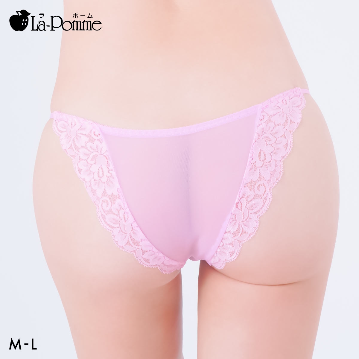 ラポーム NHK生地 ストレッチレース ハーフバック ショーツ レディース 日本製 La-Pomme(PI-ピンク-M)