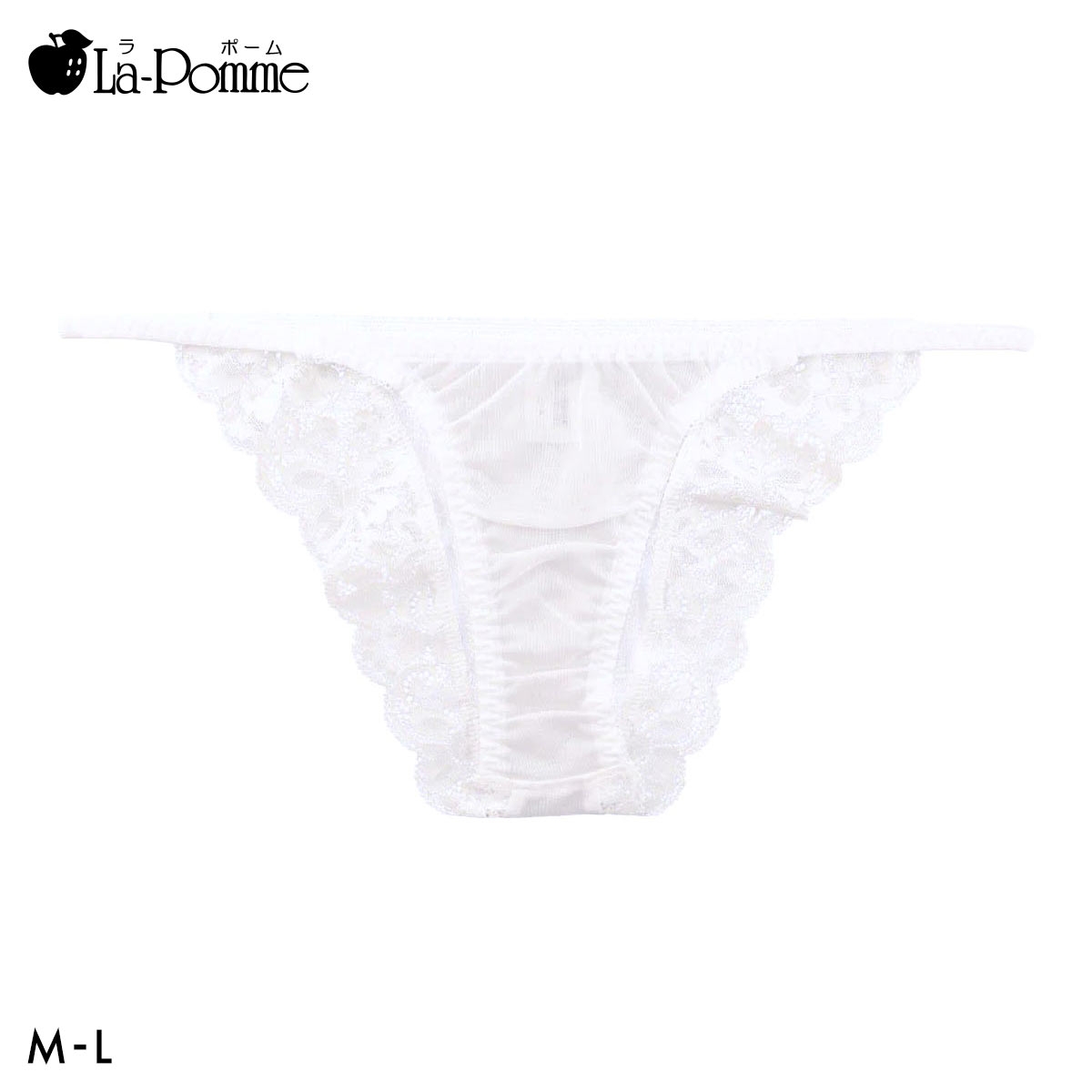 ラポーム NHK生地 ストレッチレース ハーフバック ショーツ レディース 日本製 La-Pomme(WH-ホワイト-M)