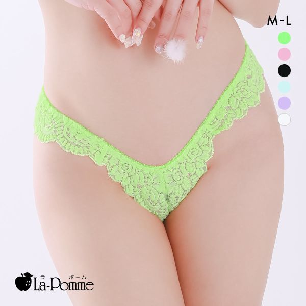 ラポーム レース＋ハーフコンビ Tバック ショーツ レディース 日本製 La-Pomme
