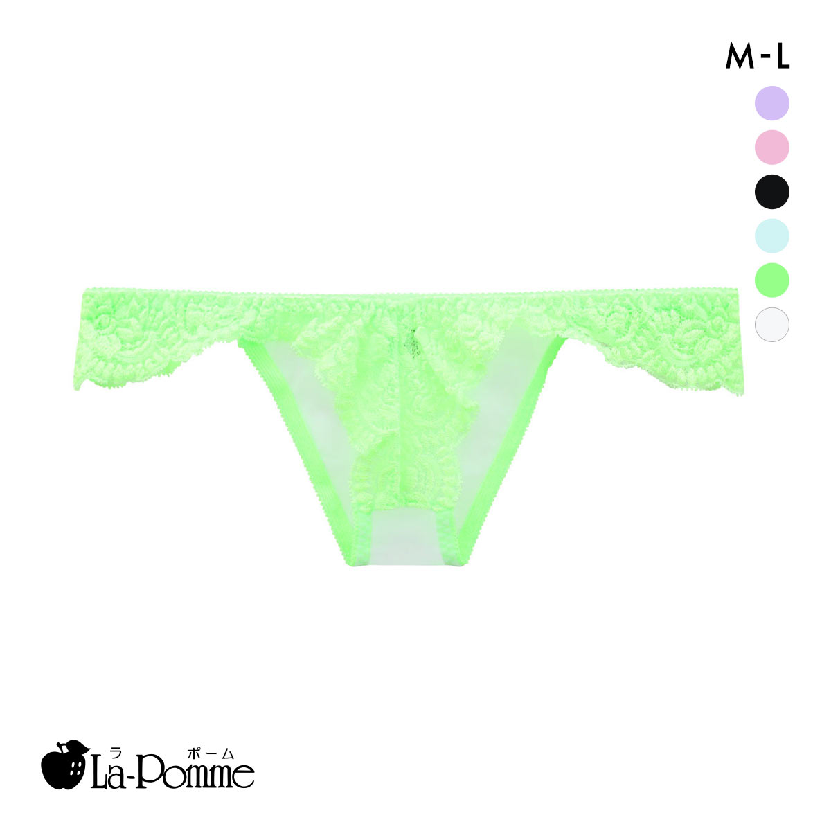 ラポーム レース＋ハーフコンビ ハーフバック ショーツ レディース 日本製 La-Pomme(GR-グリーン-M)