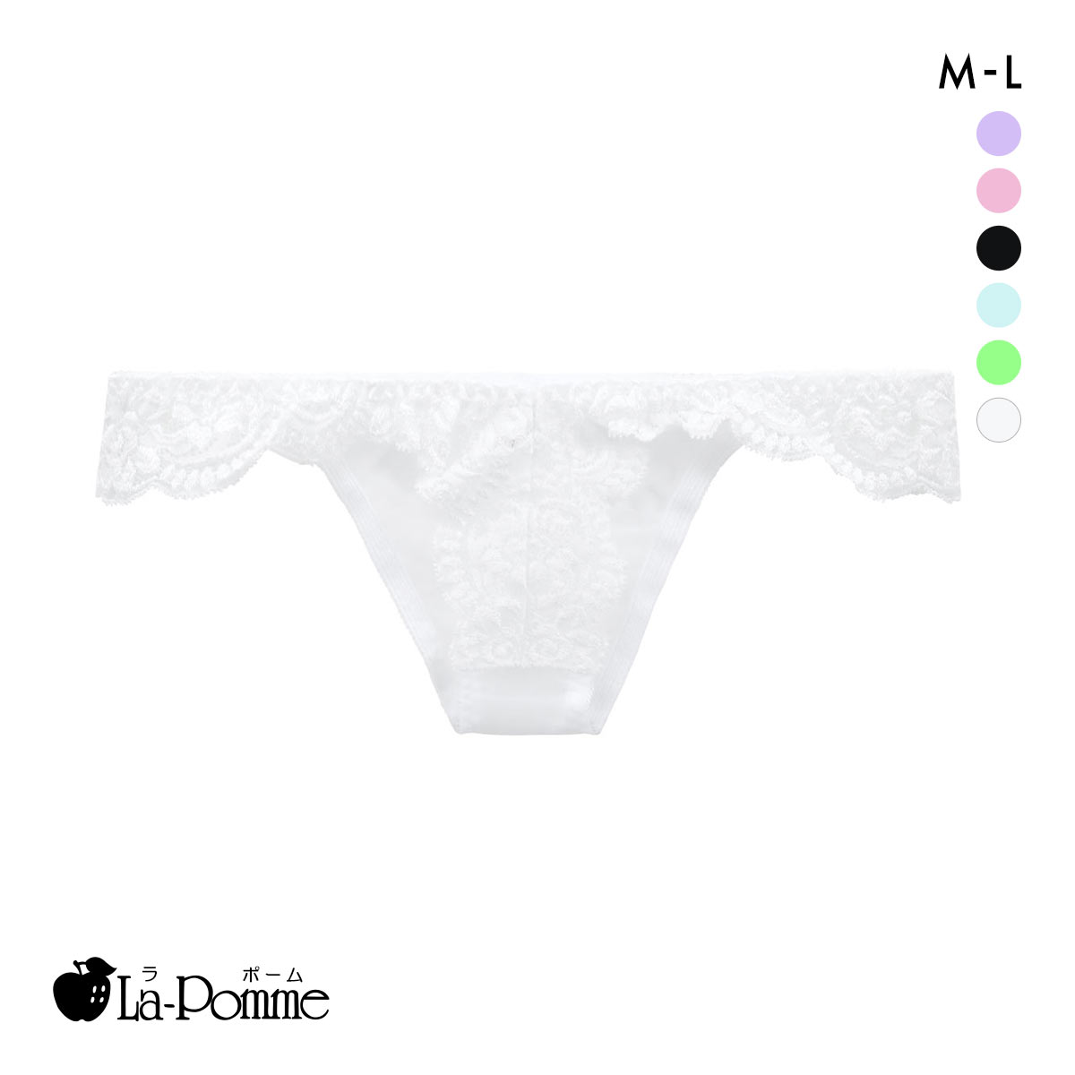 ラポーム レース＋ハーフコンビ ハーフバック ショーツ レディース 日本製 La-Pomme(WH-ホワイト-M)