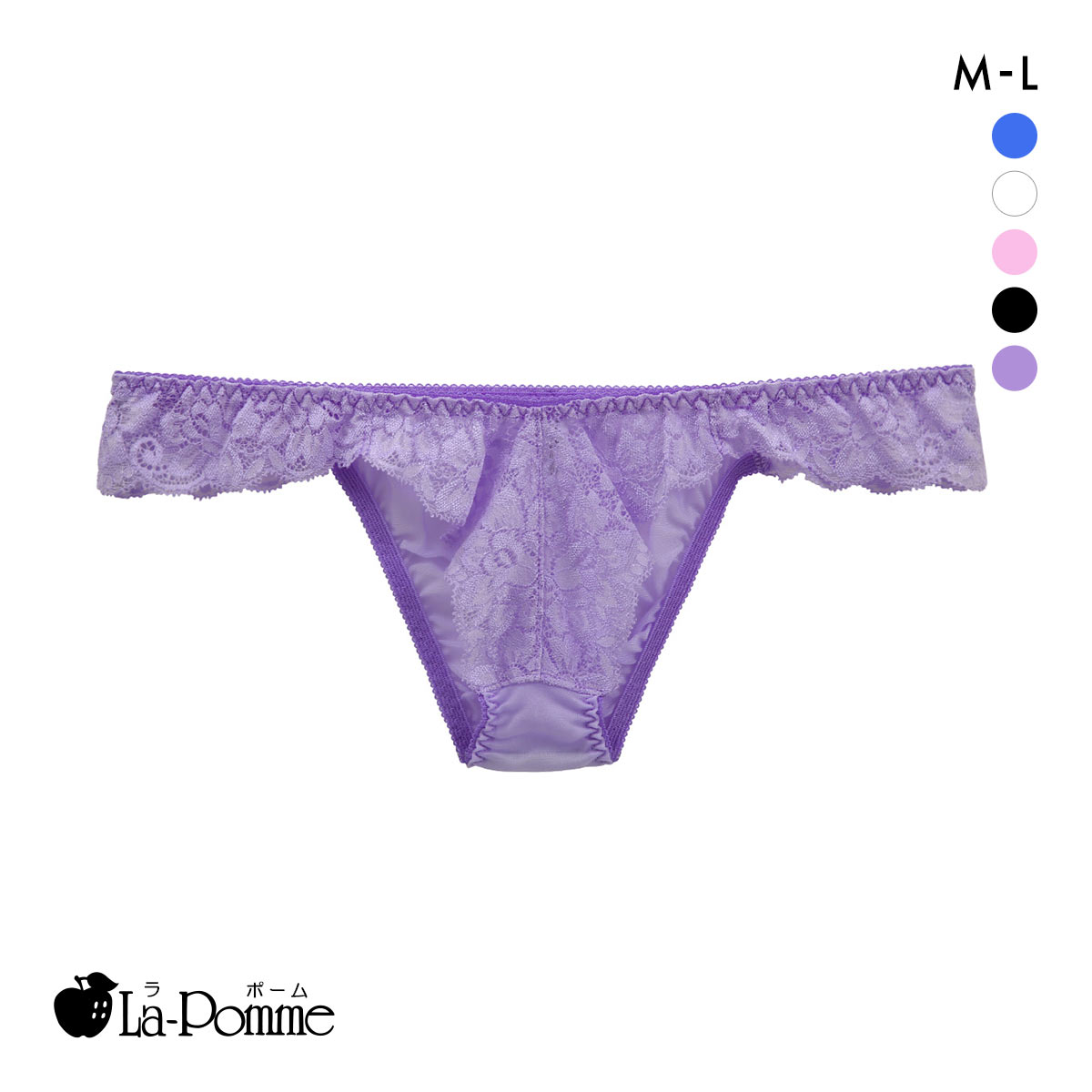 ラポーム レースコンビ ハーフバック ショーツ レディース 日本製 La-Pomme(PU-パープル-M)