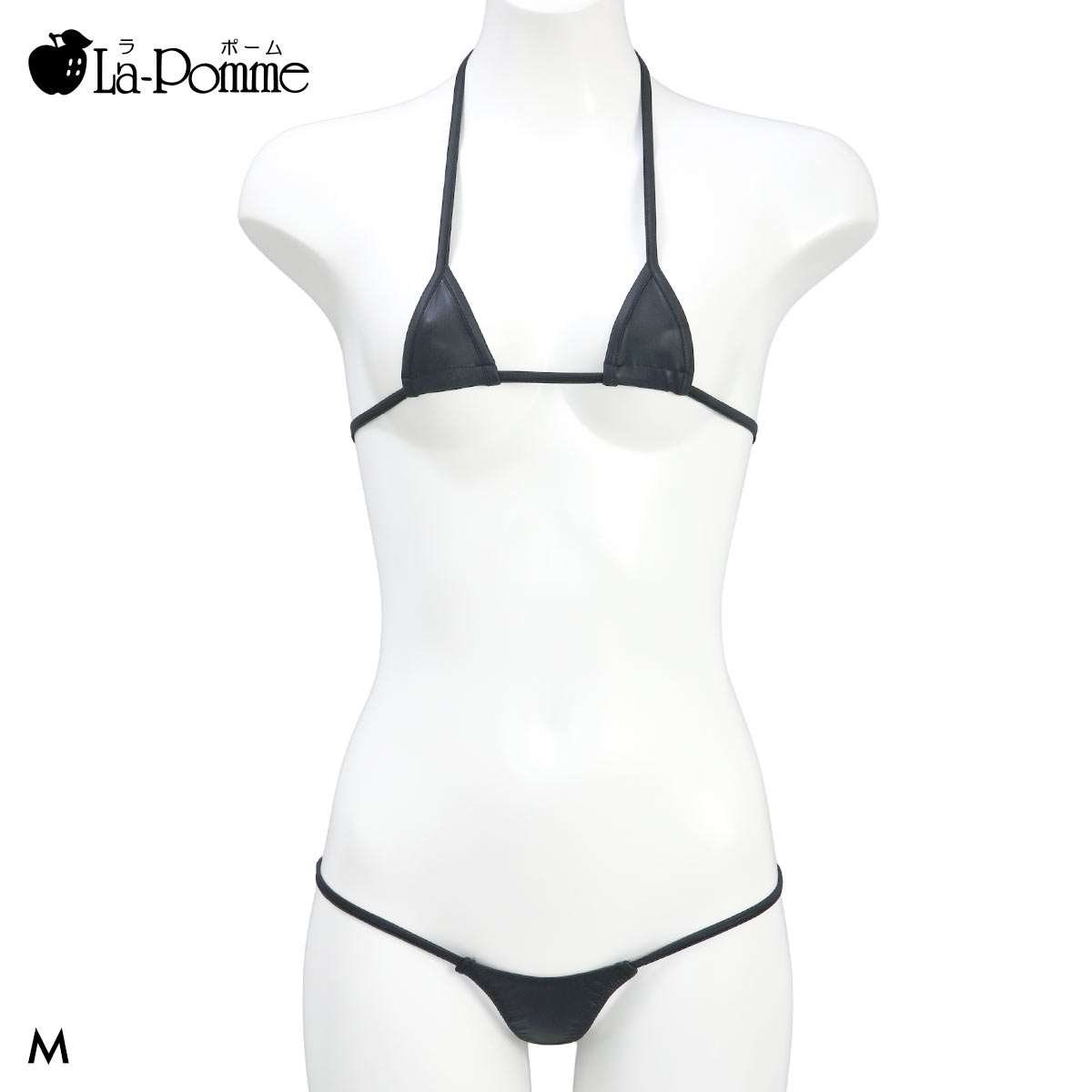 ラポーム K2S 三角ブラ＆Tバックショーツセット レディース La-Pomme 日本製(BK-ブラック-M)