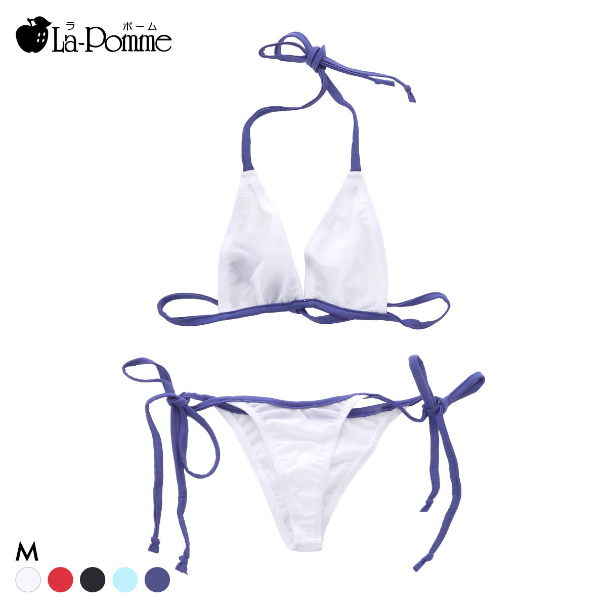 ラポーム マイクロ 三角ブラ＆ミニビキニショーツセット レディース La-Pomme(WH-ホワイト-M)
