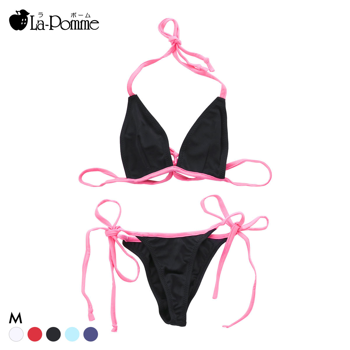 ラポーム マイクロ 三角ブラ＆ミニビキニショーツセット レディース La-Pomme(BK-ブラック-M)