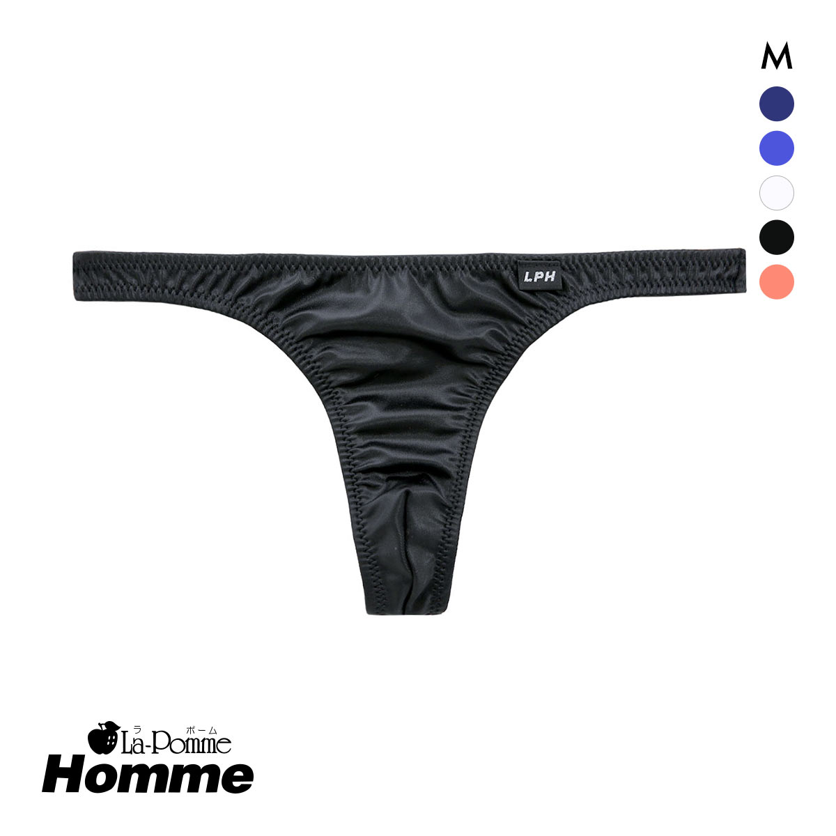 ラポーム オム スーパーWET Tバック ビキニ メンズ 前閉じ 日本製 La-Pomme Homme(BK-ブラック-M)