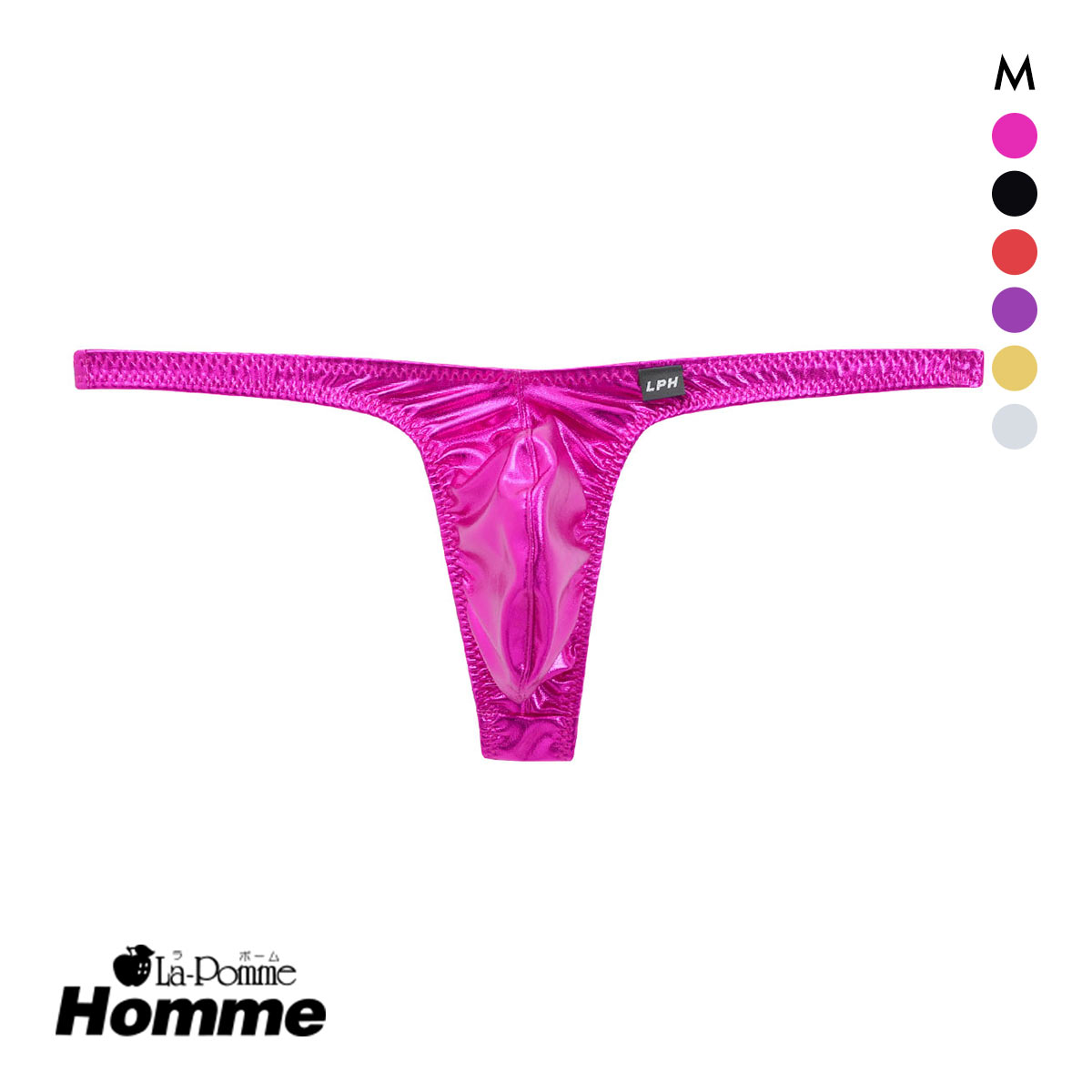 ラポーム オム メタリック ローライズ Tバック ビキニ メンズ 前閉じ 日本製 La-Pomme Homme(RO-ローズ-M)