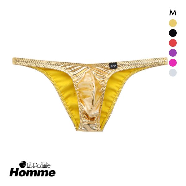ラポーム オム メタリック ローライズ フルバック ビキニ メンズ 前閉じ 日本製 La-Pomme Homme