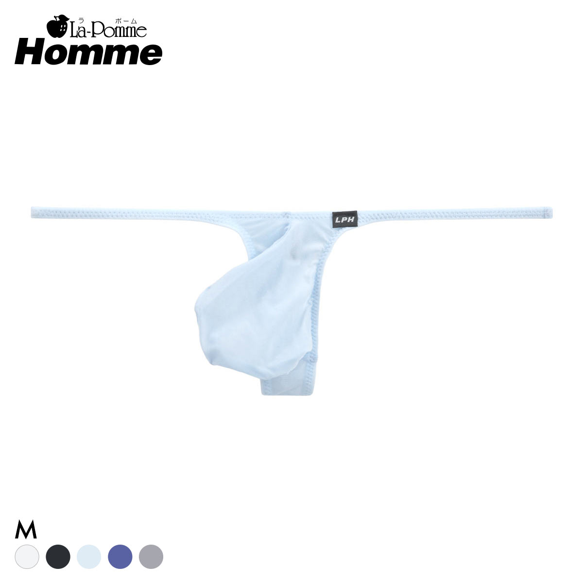 ラポーム オム GUS 極薄 Tバック ビキニ メンズ 前閉じ 日本製 La-Pomme Homme(SX-サックス-M)