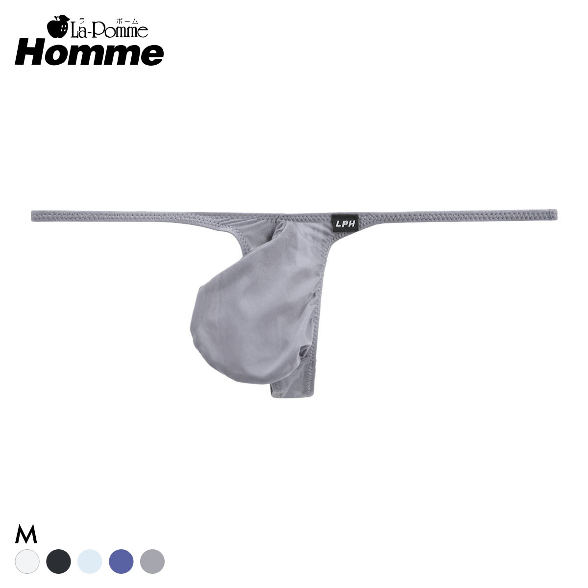 ラポーム オム GUS 極薄 Tバック ビキニ メンズ 前閉じ 日本製 La-Pomme Homme(GY-グレー-M)