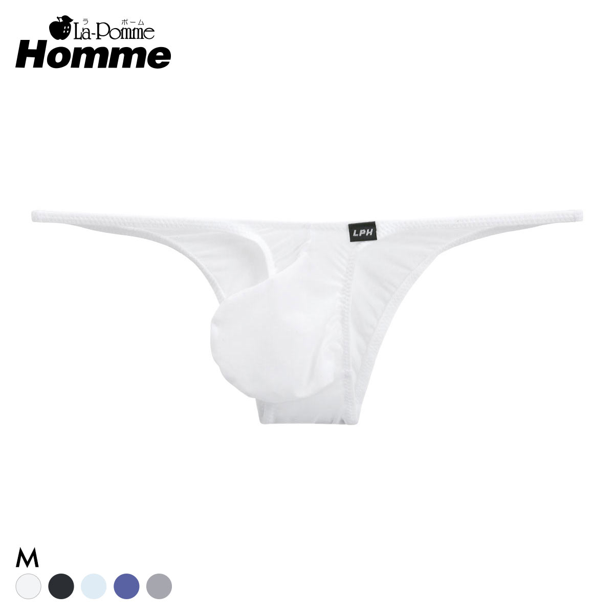 ラポーム オム GUS 極薄 ハーフバック ビキニ メンズ 前閉じ 日本製 La-Pomme Homme(WH-ホワイト-M)