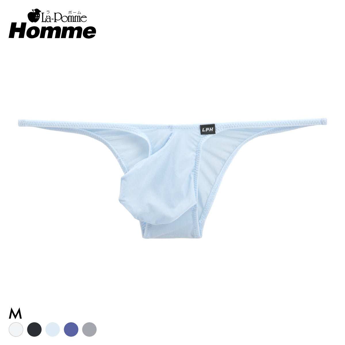 ラポーム オム GUS 極薄 ハーフバック ビキニ メンズ 前閉じ 日本製 La-Pomme Homme(SX-サックス-M)