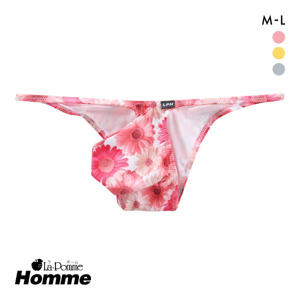 ラポーム オム フラワープリント ハーフバック ビキニ メンズ 前とじ 日本製 La-Pomme Homme
